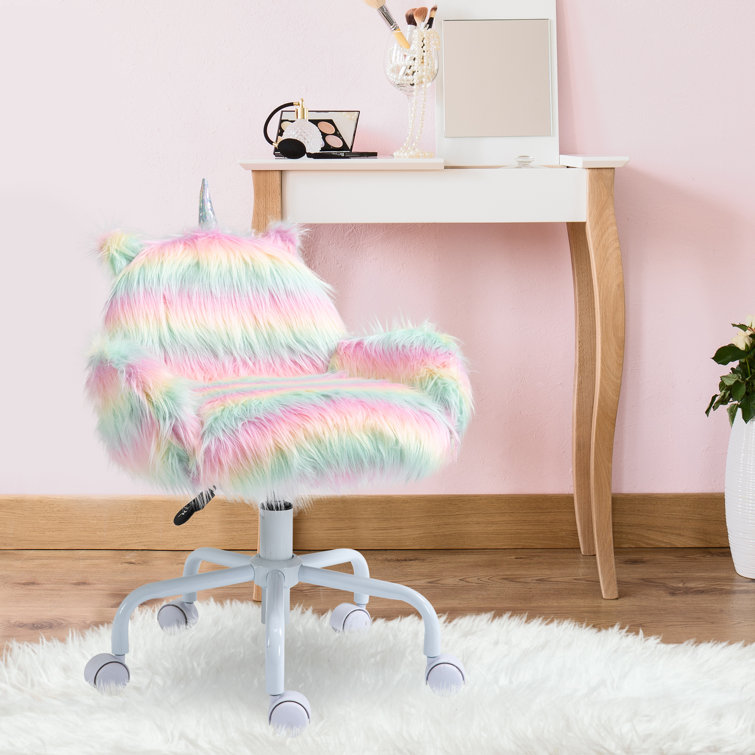 Fuzzy pink office online chair